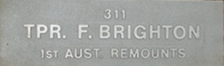 Image of plaque on tree N031 for Fred Brighton