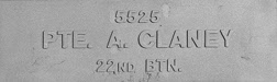 Image of plaque on tree N054 for Alexander Claney