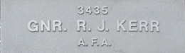 Image of plaque on tree S138 for Robert Kerr