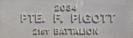 Image of plaque on tree S210 for Frank Pigott