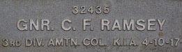 Image of plaque on tree S216 for Cyril Ramsey