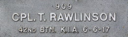 Image of plaque on tree S218 for Thomas Rawlinson