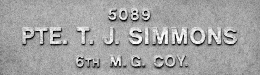 Image of plaque on tree S234 for Thomas Simmons