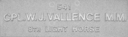 Image of plaque on tree N265 for William Vallence